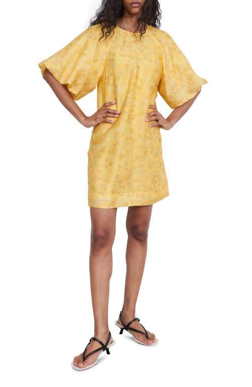 & Other Stories Puff Sleeve Minidress Yellow Dusty Light at Nordstrom,