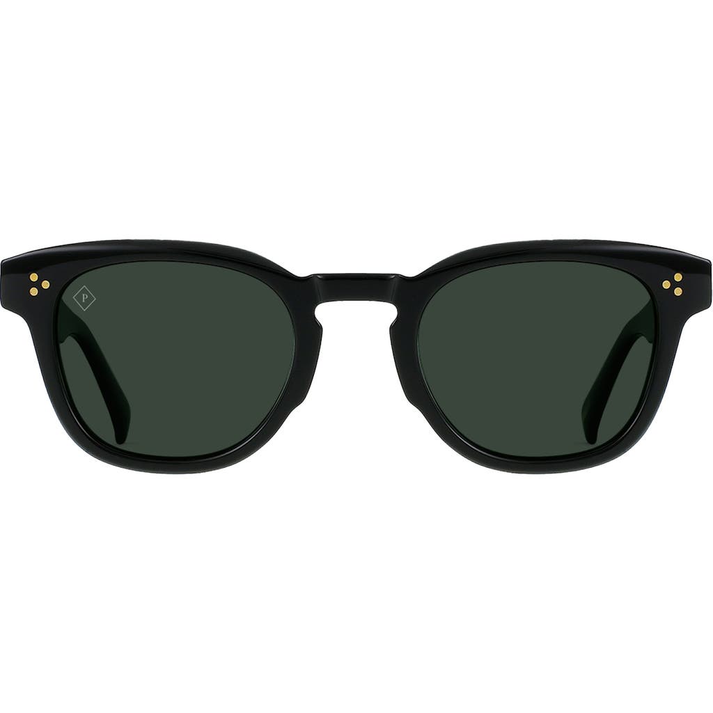 Raen Squire 49mm Polarized Round Sunglasses In Recycled Black/green Polar