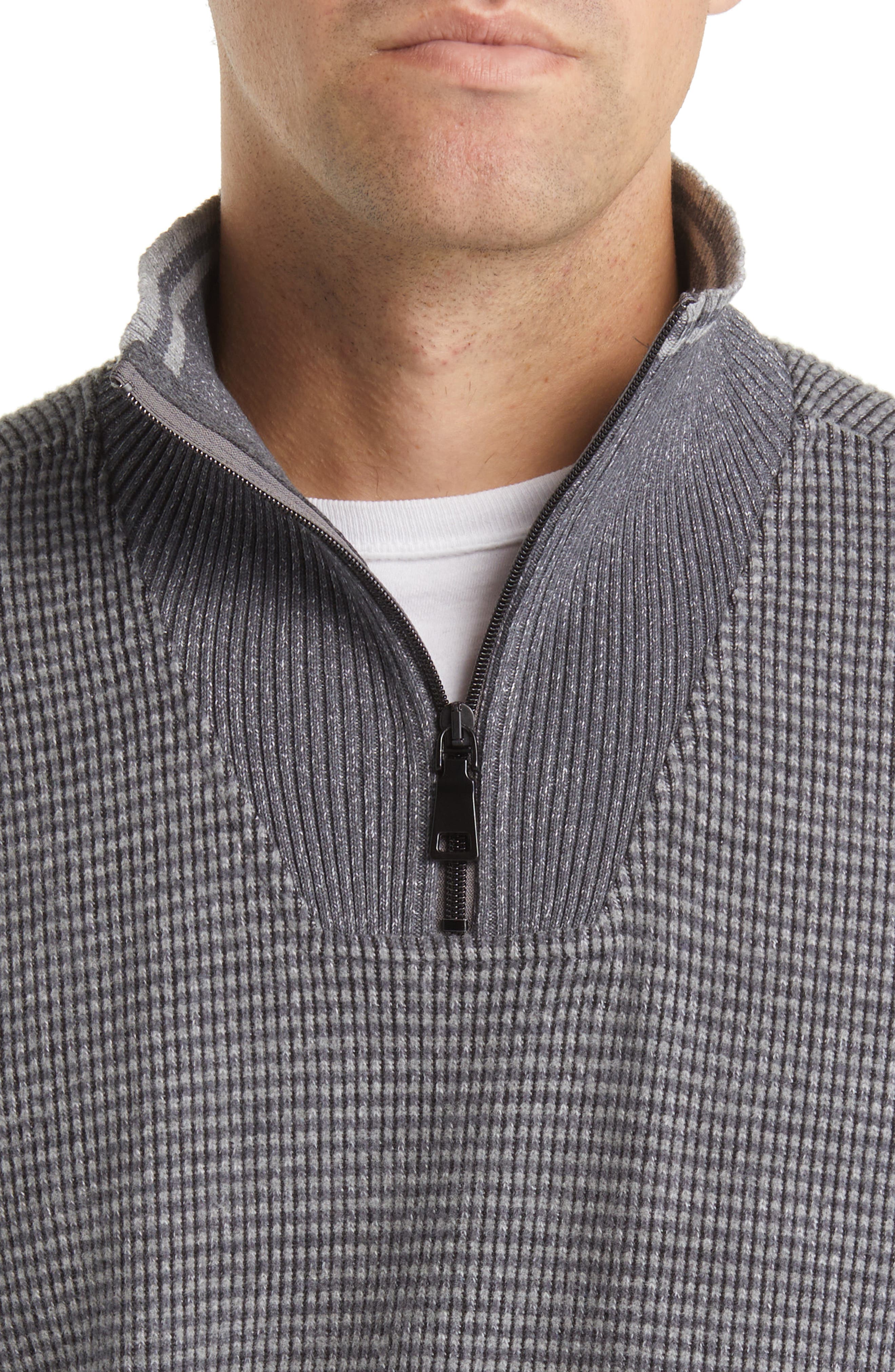 Stone Rose Stripe Quarter Zip Sweater 