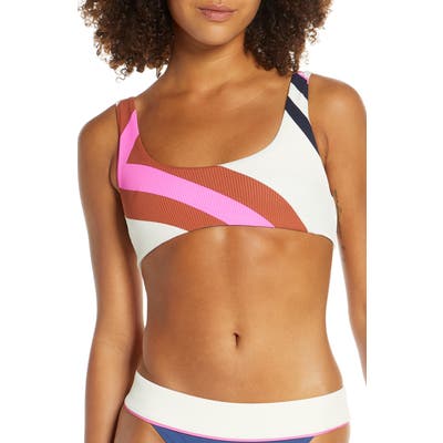 Hurley Quick Dry Maritime Surf Reversible Ribbed Bikini Top, Ivory