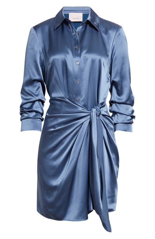 Shop Cinq À Sept Jacey Silk Shirtdress In Vintage Blue