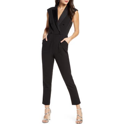 Harlyn Double Breasted Tuxedo Sleeveless Jumpsuit, Black