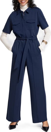  Other Stories Belted Cotton Ponte Knit Jumpsuit