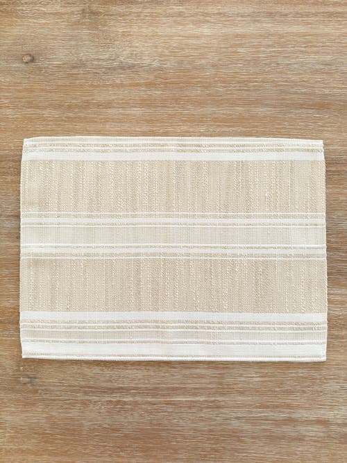 Anaya Beach Club Stripe Indoor Outdoor Placemat In Sandy Beige