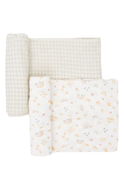 little unicorn 2-Pack Knit Swaddle in Micro Rainbows at Nordstrom