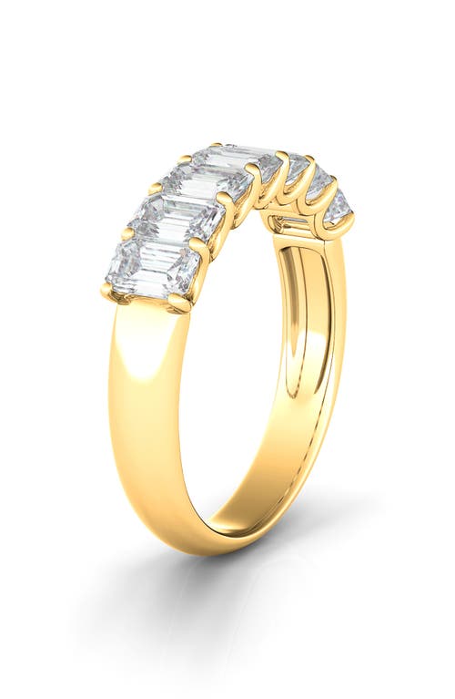 HauteCarat Half Emerald Cut Lab Created Diamond 14K Gold Eternity Ring in Yellow Gold