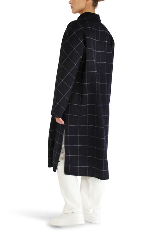 Shop Belle & Bloom Guest List Windowpane Plaid Wool Blend Coat In Navy Plaid