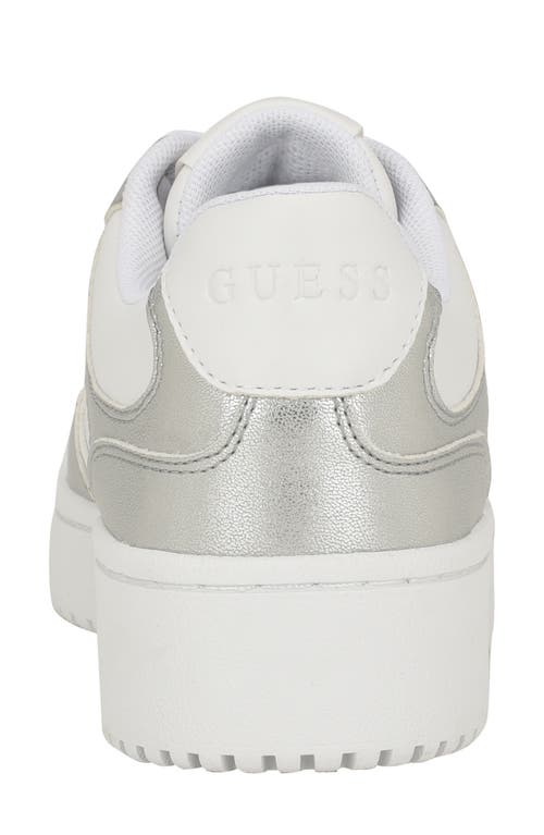 Guess Miram Platform Sneaker In White/silver