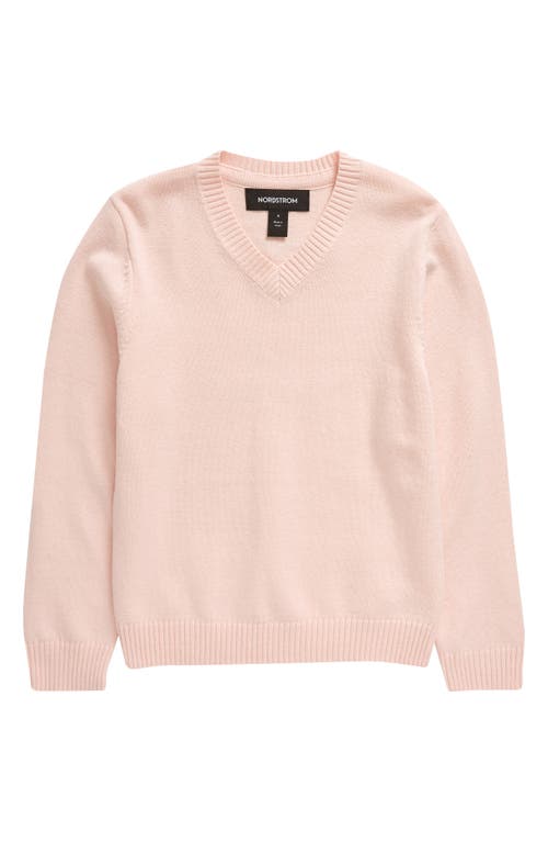 Nordstrom Kids' V-Neck Sweater Pink Veil Rose at