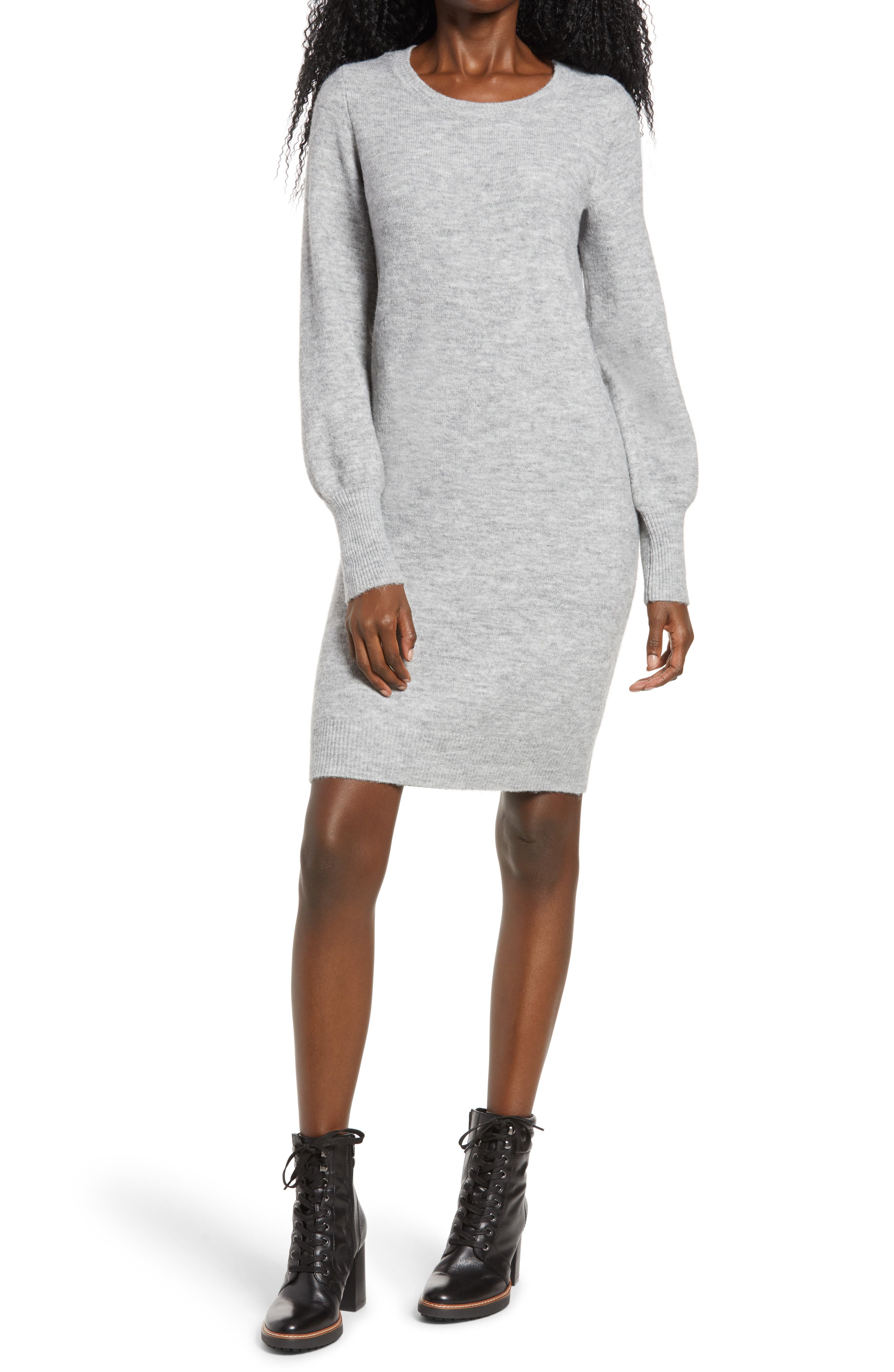 blouson sleeve sweater dress