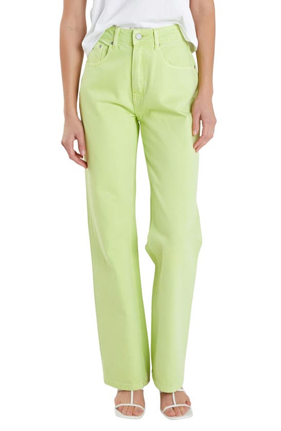 English Factory Wide Leg Jeans In Lime Green