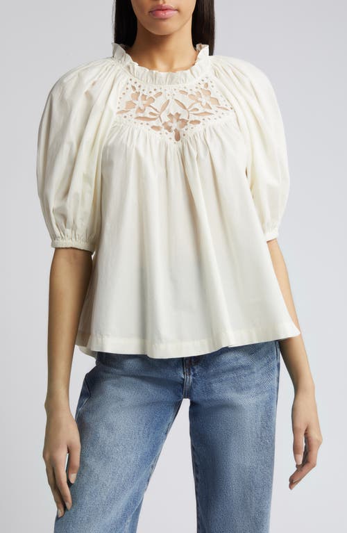 Baylor Eyelet Puff Sleeve Top in Ivory