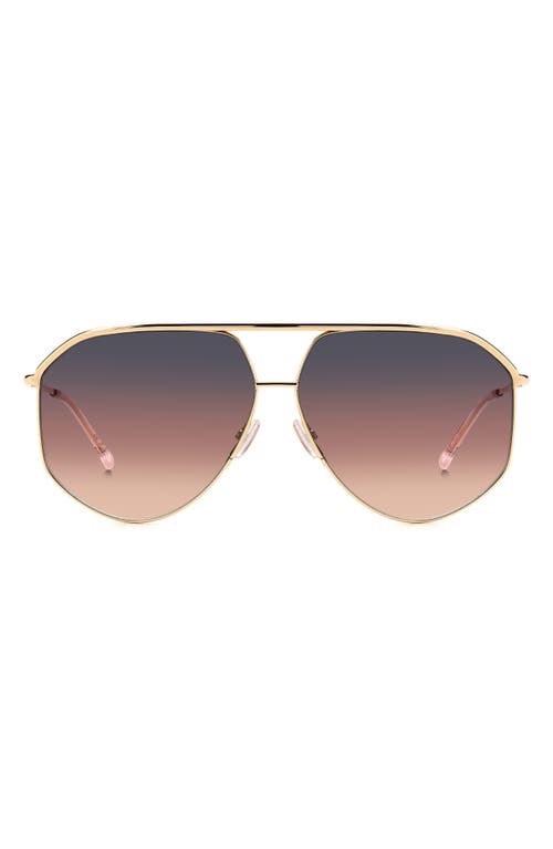 Isabel Marant Wild Metal 64mm Gradient Oversize Aviator Sunglasses In Rose Gold/grey Pink