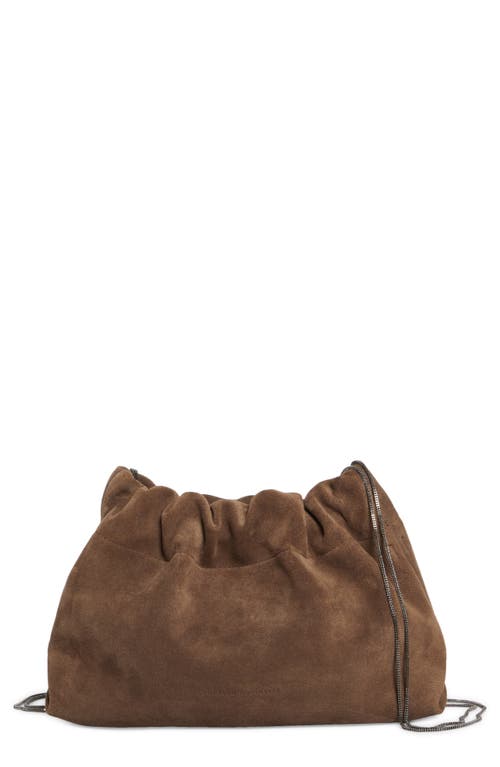 Brunello Cucinelli Softy Suede Crossbody Bag in C8769 Med Brown at Nordstrom