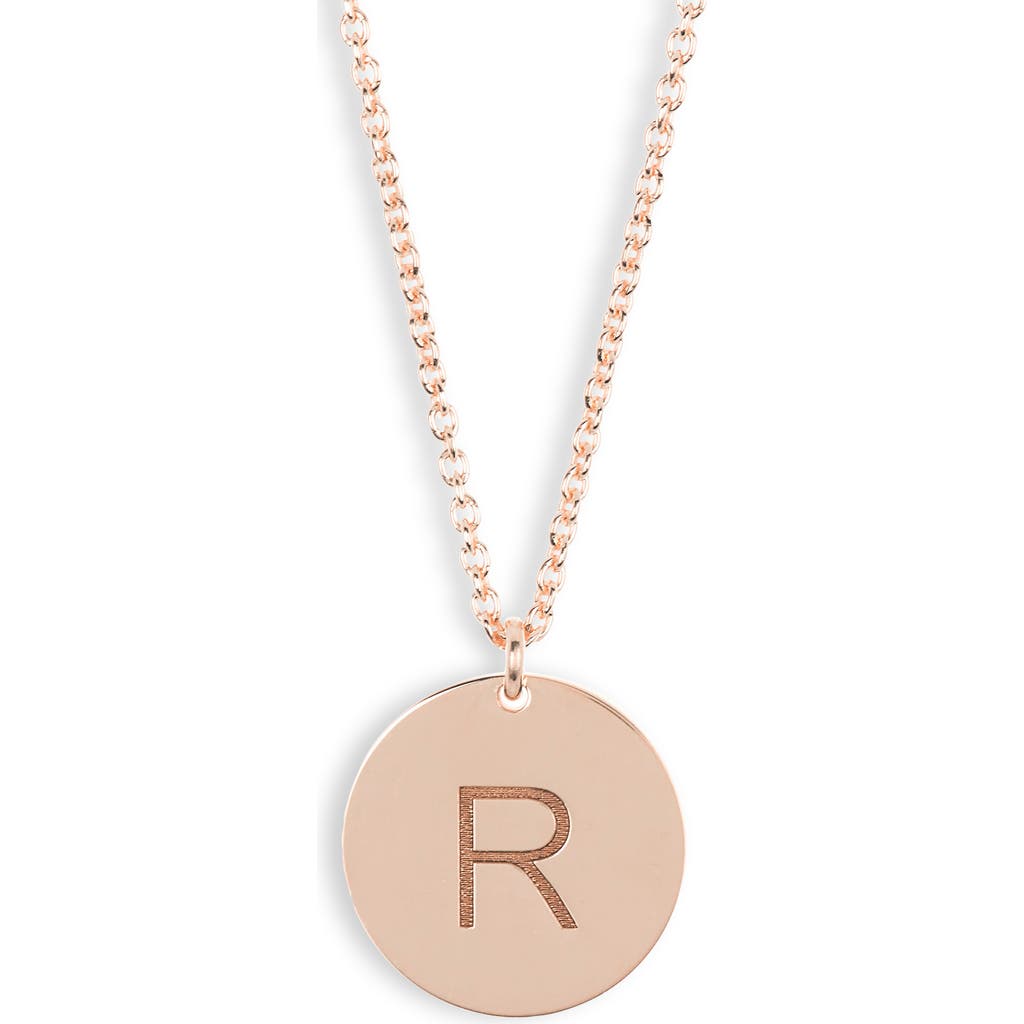 Meshmerise Initial Disc Pendant Necklace In Rose-r