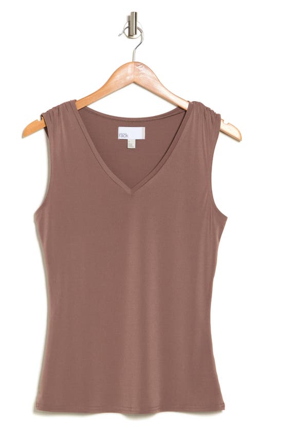 Nordstrom Rack Pleat Shoulder Fitted Tank In Brown Taupe
