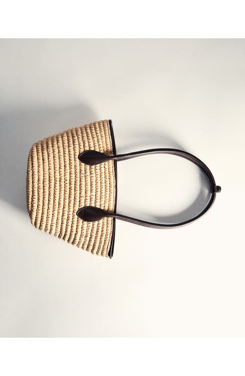 Shop Mango Raffia Tote In Chocolate