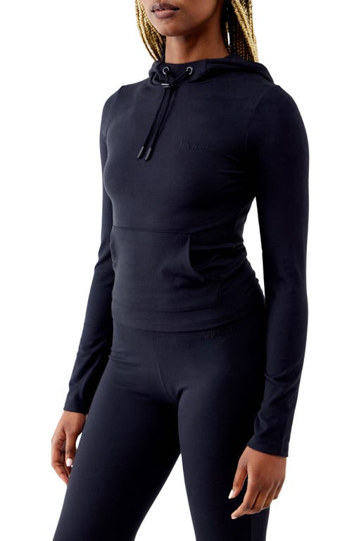 iets frans Embroidered Logo Microfiber Hoodie in Black