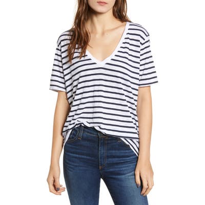 Splendid V-Neck Slub Jersey Tee, Blue