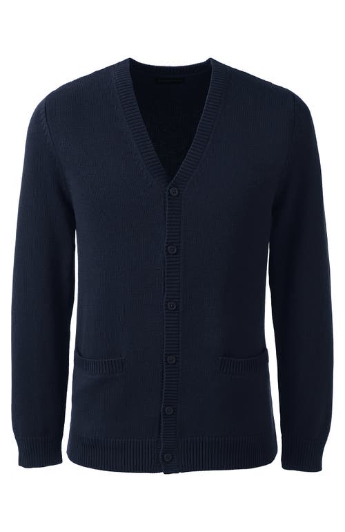 Shop Lands' End School Uniform  Cotton Modal Button Front Cardigan Sweater In Classic Navy