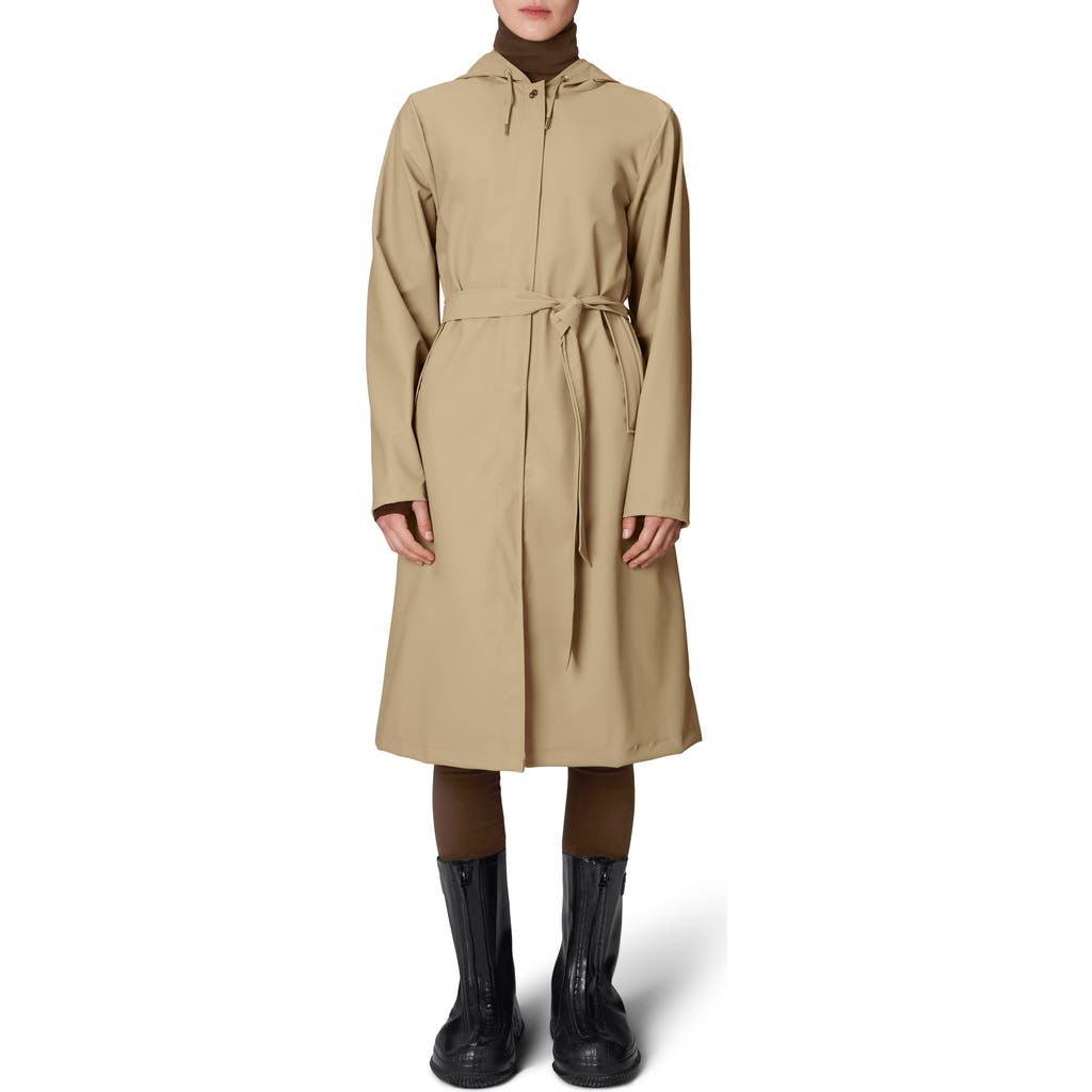 Shop Rains Waterproof A-line Long Raincoat In Sand
