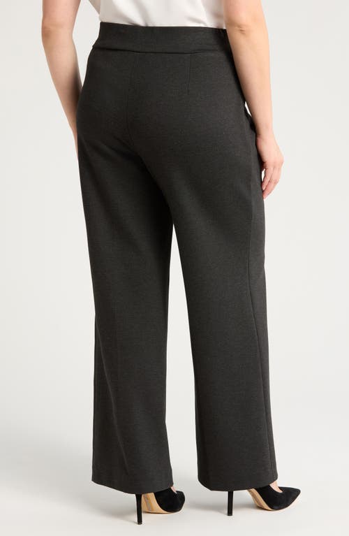 Shop Anne Klein Pull-on Wide Leg Pants In Dark Grey Heather