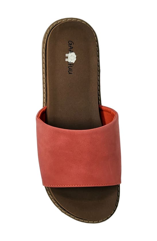 Shop Gaahuu Slide Sandal In Brick Red