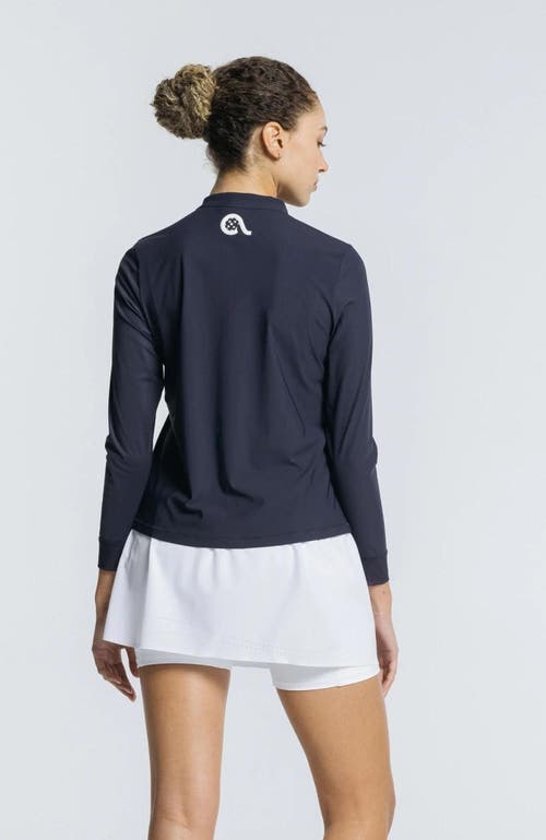 Avi Pickleball Volley Zip Long Sleeve In Sapphire Blue