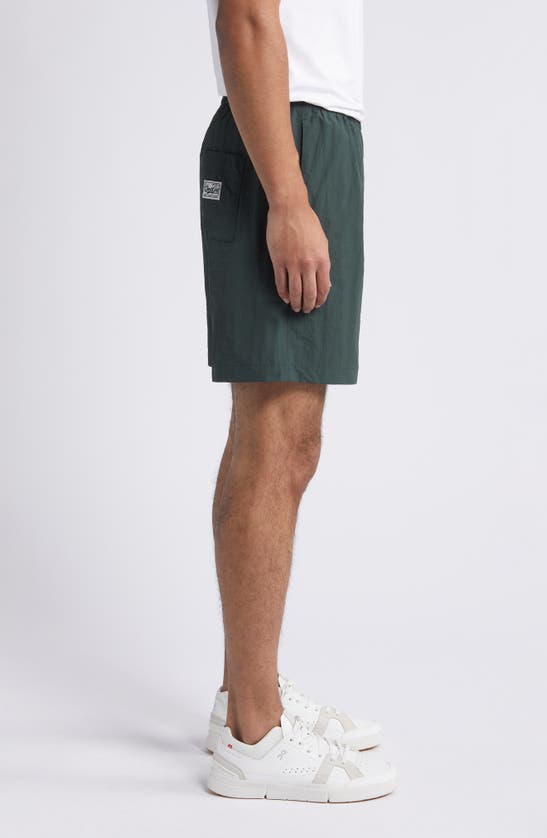 Shop Quiet Golf Badge Nylon Shorts In Forest