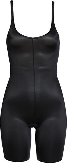 NEW $88 Spanx Thinstincts Open Bust Mid Thigh Bodysuit Black [SZ Medium ]  #2608
