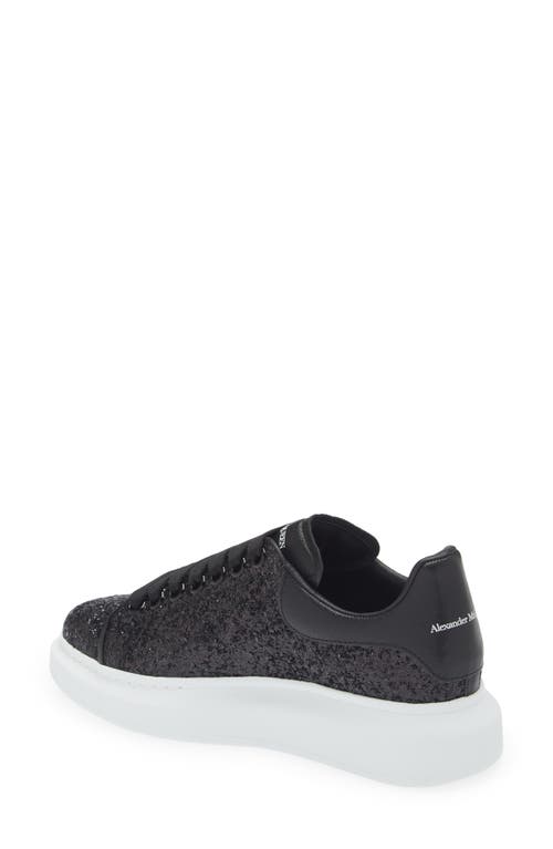 Shop Alexander Mcqueen Oversize Glitter Platform Sneaker In Black/black