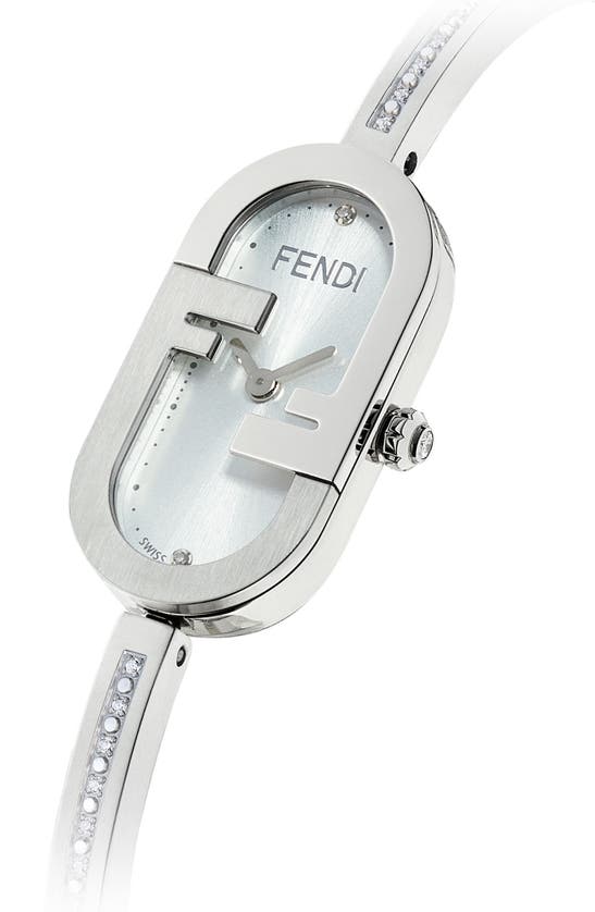 Shop Fendi O'lock Swiss Quartz Diamond Bracelet Watch, 14.8mm X 28.3mm In Stainless Steel