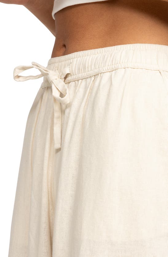 Shop Roxy Lekeitio Wide Leg Linen Blend Drawstring Pants In Tapioca