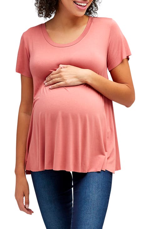 Pink Maternity & Nursing Hoodie with Built-in Undershirt