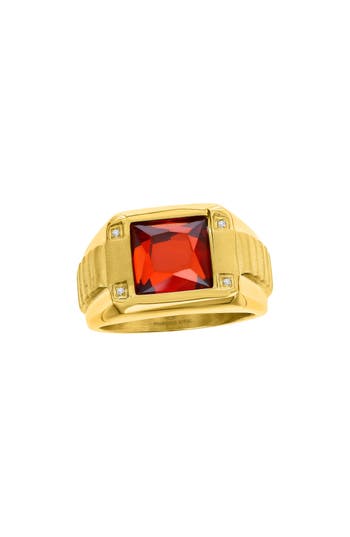 Blackjack Square Ring In Genuine Red Spinel