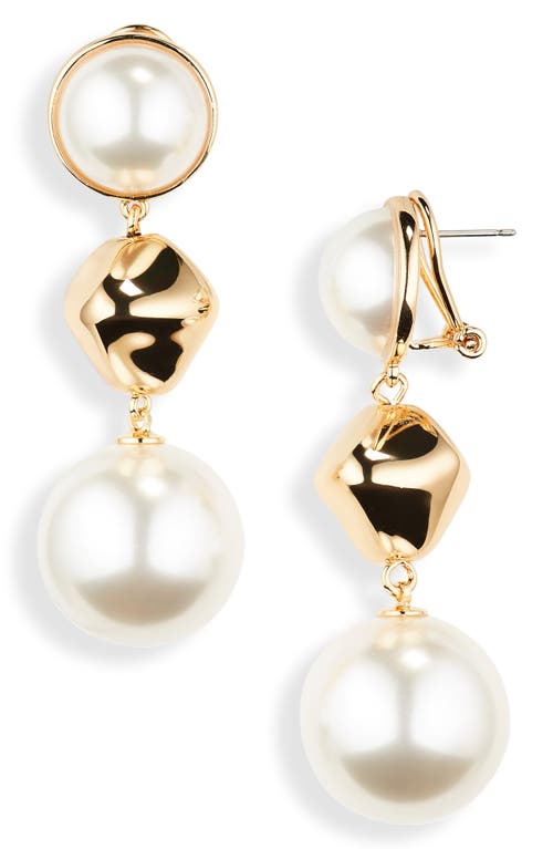 Shop Carolina Herrera Imitation Pearl Drop Earrings In Pearl Multi