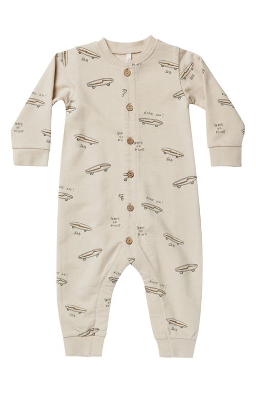 Rylee + Cru Skateboard Cotton French Terry Romper in Natural