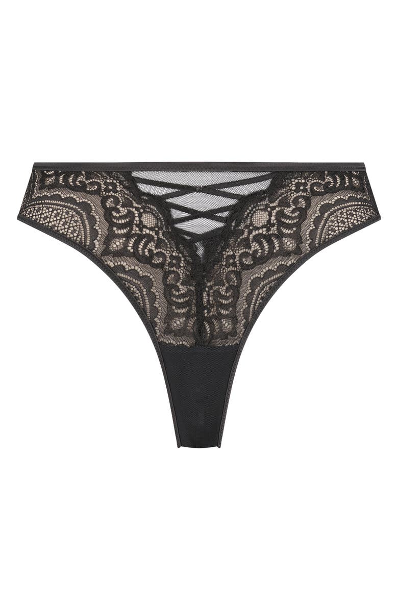 Hunkemöller Lotta High Cut Lace & Mesh Brazilian Panties | Nordstrom