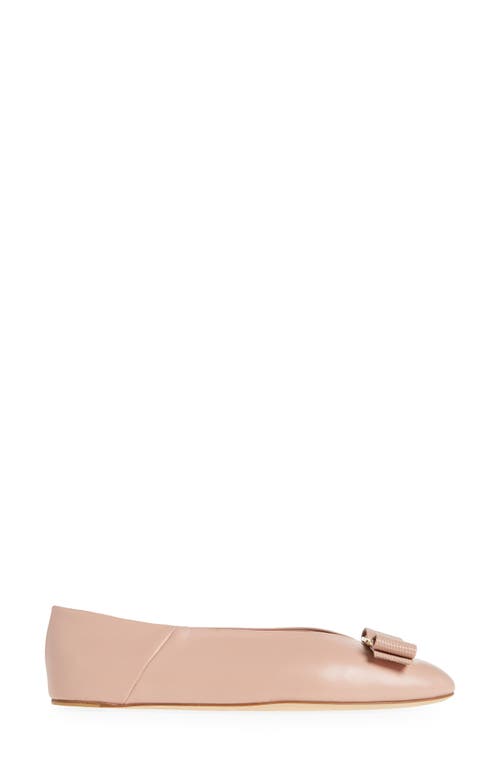 Shop Ferragamo Vanna Bow Ballet Flat In Rose