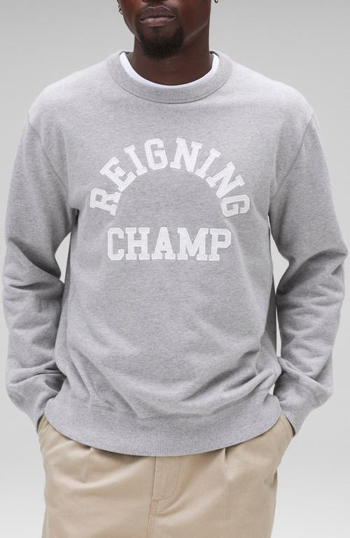 Reigning Champ Arch Logo Midweight Cotton French Terry Crewneck Sweatshirt in Hgrey 