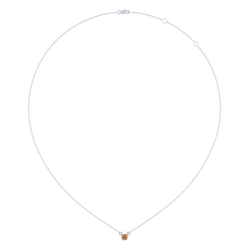 Luvmyjewelry Cushion Cut Citrine & Diamond 14k Gold Birthstone Necklace In White Gold