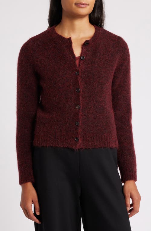 Shop Eileen Fisher Mohair & Wool Blend Crewneck Cardigan In Redwood