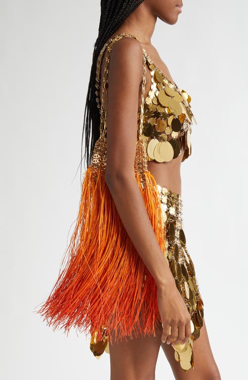 Rabanne Paco Wave Raffia Bucket Bag In Natural / Light Gold