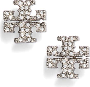 Tory Burch Crystal Logo Stud Earrings Nordstrom