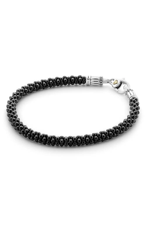 Shop Lagos Black & White Ceramic Caviar Bracelet In Black/gold