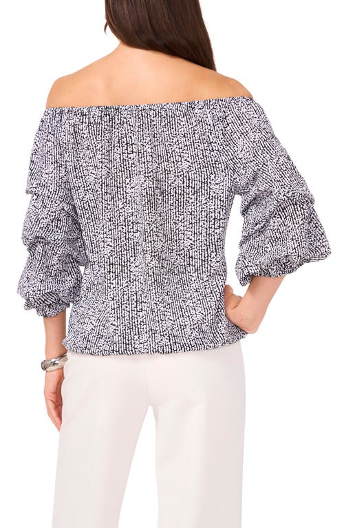 Shop Vince Camuto Print Off The Shoulder Bubble Sleeve Top In Rich Black