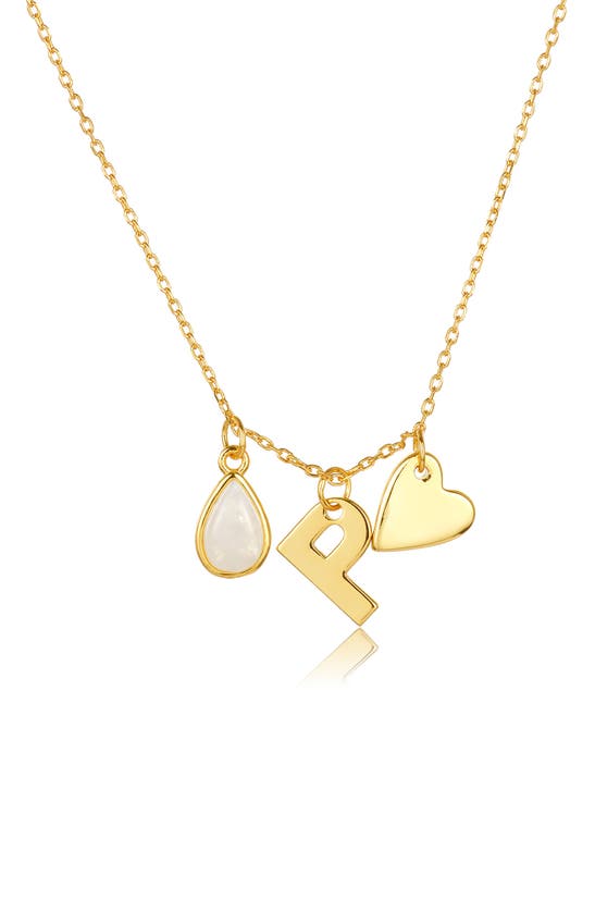 Adornia 14k Yellow Gold Vermeil Moonstone Initial Necklace In Gold-p