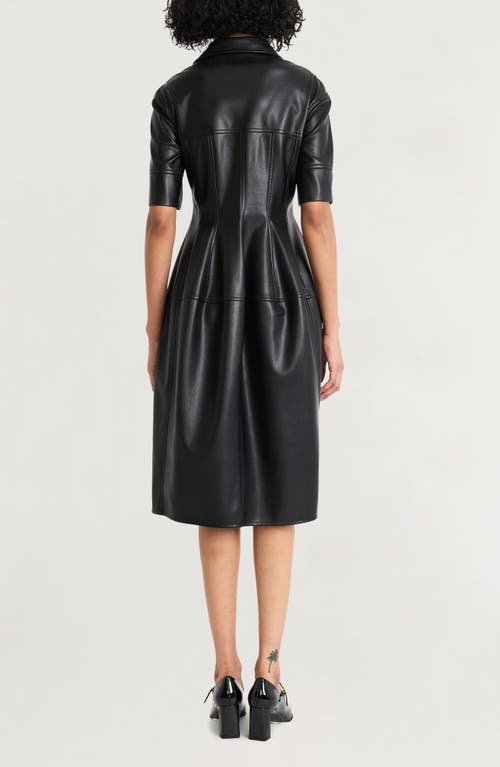 Shop Luxely Faux Leather Dress In Black