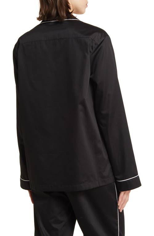 Magniberg Gala Swarovski® Crystal Embellished Cotton Sateen Pajama Top In Black