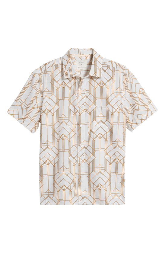 Shop Billy Reid Stained Glass Short Sleeve Button-up Shirt In White/ British Khaki